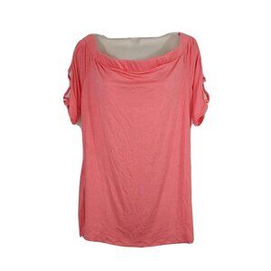 Zenobia Top Off the Shoulder Women Size 3XL Coral/Pink Short Sleeve Stretch NEW